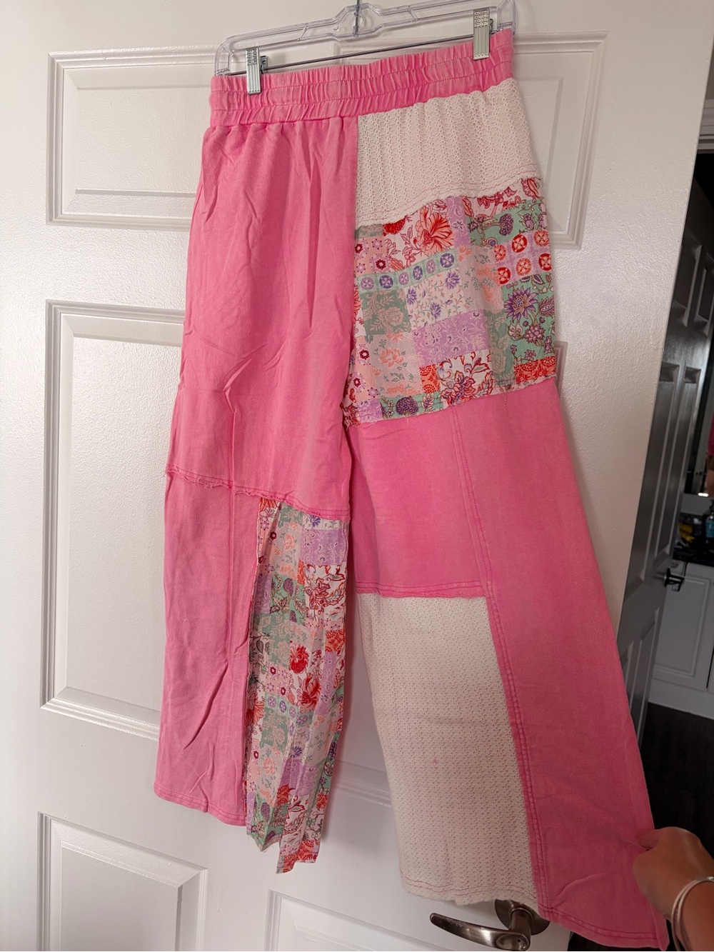 Sage&Fig Pink Patchwork Wide-Leg Pants - Picture 2 of 2